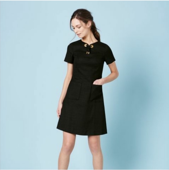 Boden Dresses & Skirts - Boden ottoman black‎ knitted dress tie neck size 6